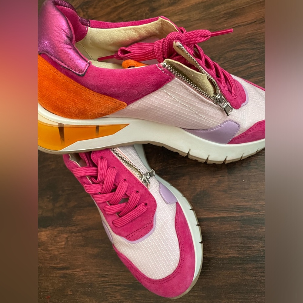 Women’s Pink Multi-Color Fashion Sneakers with Side Zip